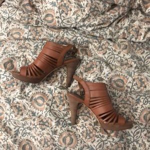 Brown leather heels